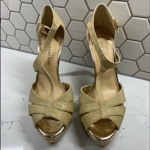 Gianna Bini Glitter Strappy Platform Sandals